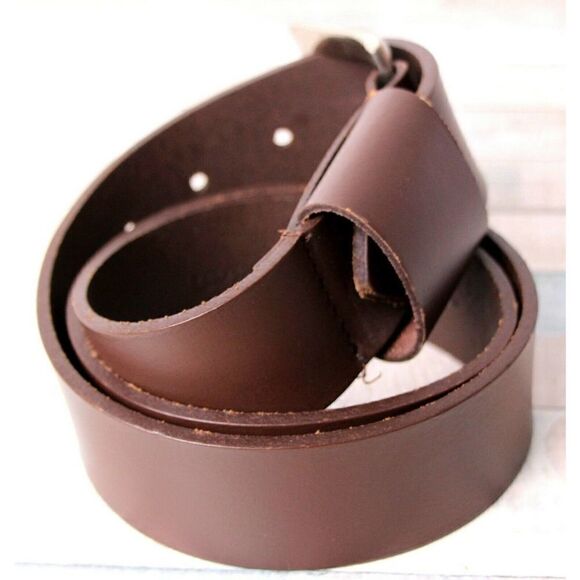 INDIA SADDLE BROWN GENUINE LEATHER 1.5"Wd CASUAL WOMEN'S BELT Sz L (B84 - Picture 4 of 9